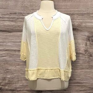 POL Oversized Yellow and White Top sz S